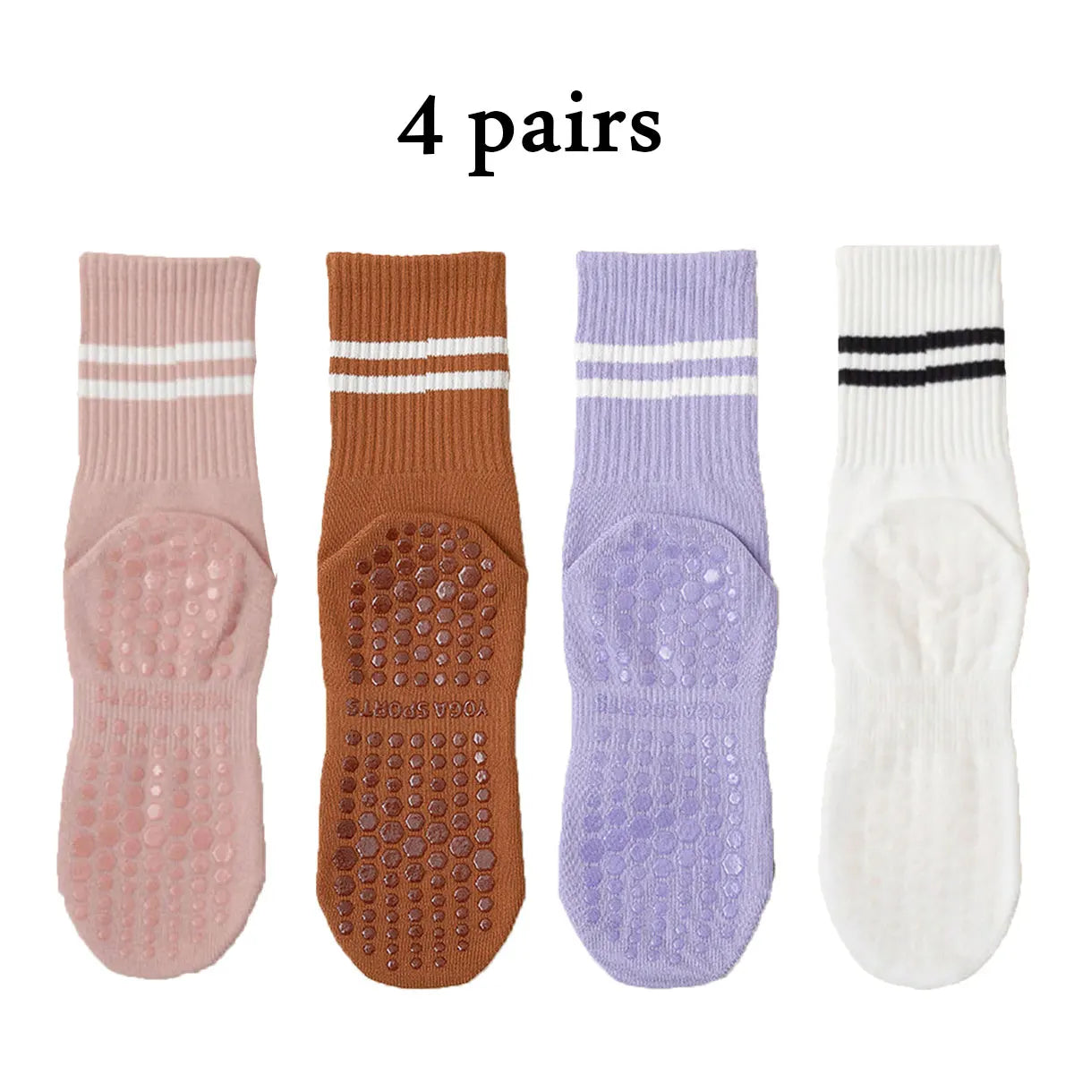 Non-Slip Women Yoga Socks 4 Pair