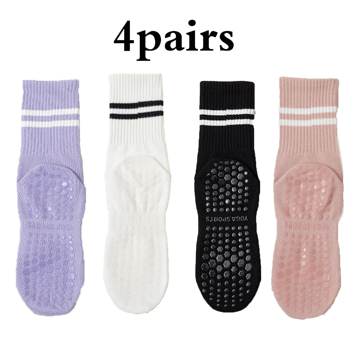Non-Slip Women Yoga Socks 4 Pair
